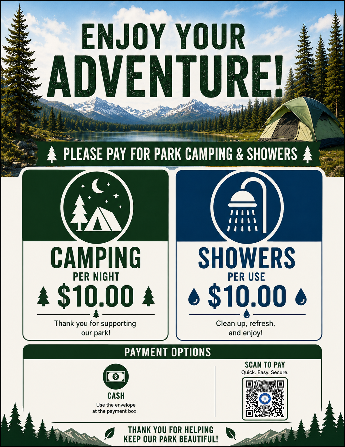 PAY FOR CAMPING & SHOWERS